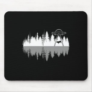 Trees Reflection Spaceship Alien Abduction Of Cow  Mouse Pad