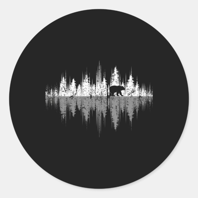 Trees Reflection Wildlife Nature Animal Bear Outdo Classic Round Sticker (Front)