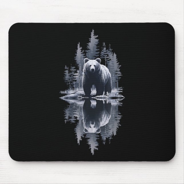 Trees Reflection Wildlife Nature Bear Outdoor Fore Mouse Pad (Front)