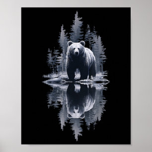 Trees Reflection Wildlife Nature Bear Outdoor Fore Poster