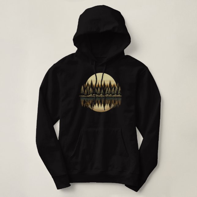 Trees Reflection Wildlife Nature Outdoor Forest Hoodie (Design Front)