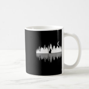 Trees Reflection Wolf Howling At Full Moon Forest Coffee Mug