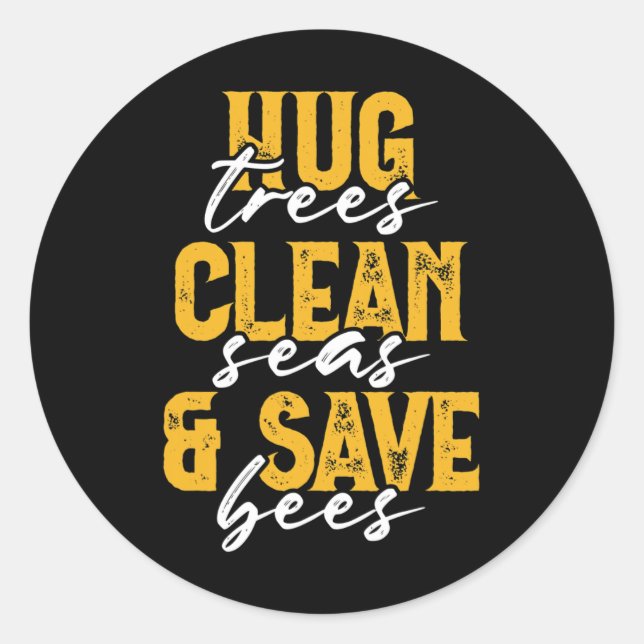 Trees Seas Bees Environmentalist Cute Earth Day Gi Classic Round Sticker (Front)