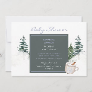 Trees & Snow Blue Baby It's Cold Outside Shower I  Invitation