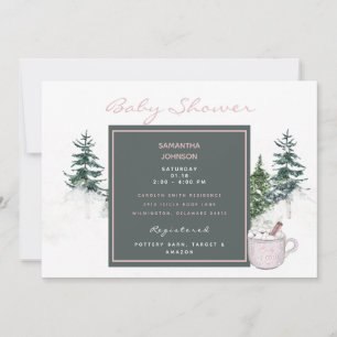 Trees & Snow Pink Baby It's Cold Outside Shower I  Invitation