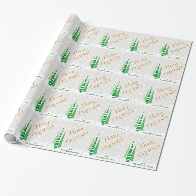 Trees & Snowflakes Winter Christmas Wrapping Paper (Unrolled)