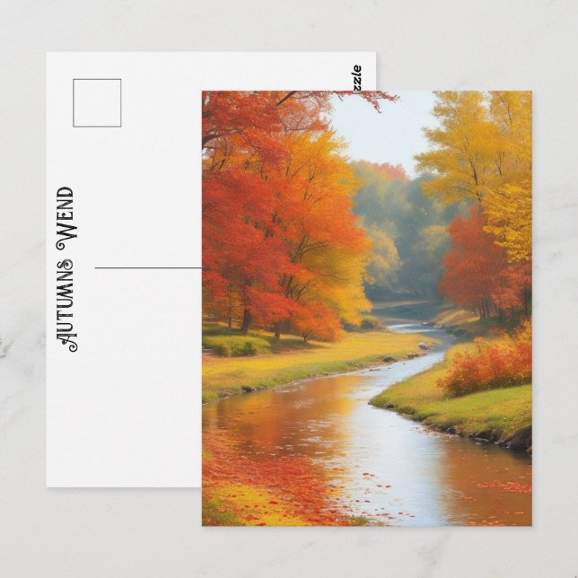 Trees Stream Colourful Autumns Wend Timeless Art Postcard (Front/Back)