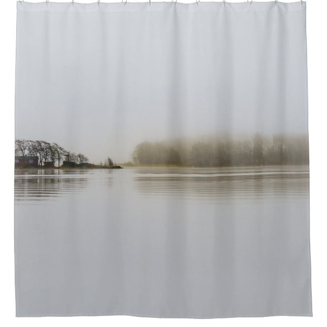 TREES SURROUNDED BY BODY OF WATER AND FOGS DURING  SHOWER CURTAIN (Front)