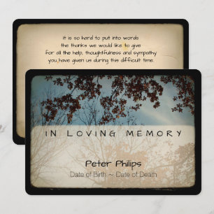 Trees Vintage Memorial Sympathy Thank You I Card