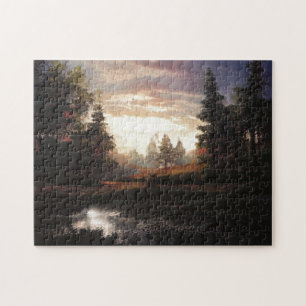 Trees Water Landscape Clouds Overcast Grass Jigsaw Puzzle
