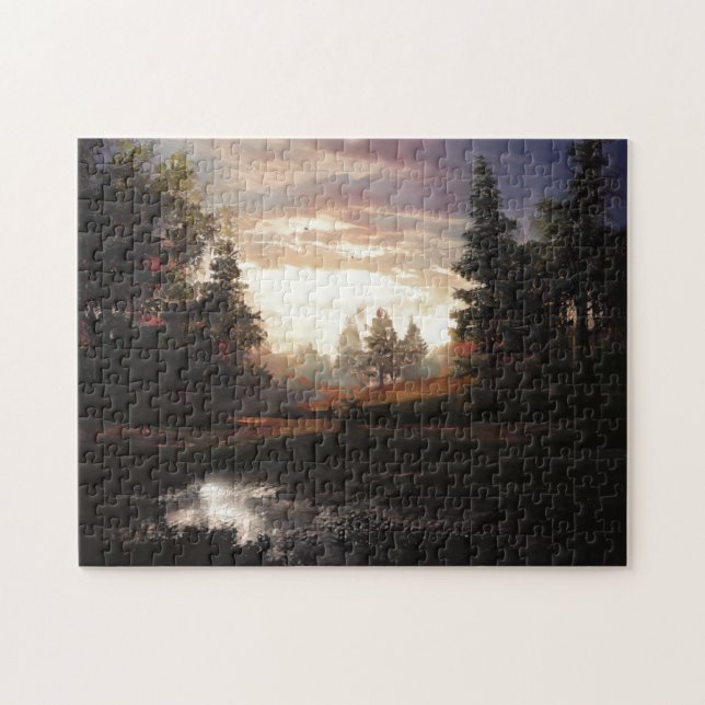 Trees Water Landscape Clouds Overcast Grass Jigsaw Puzzle (Horizontal)