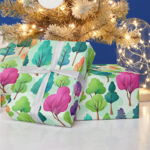 Trees Watercolor Matte Wrapping Paper