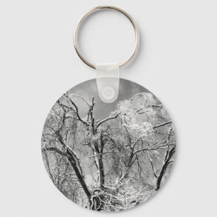 trees wear winter key ring