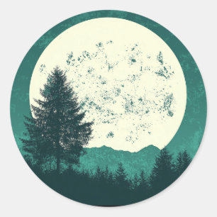 Trees Wildlife Nature Forest Silhouette Classic Round Sticker