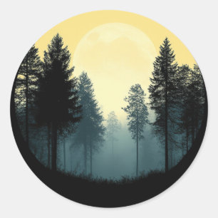 Trees Wildlife Nature Forest Silhouette Classic Round Sticker