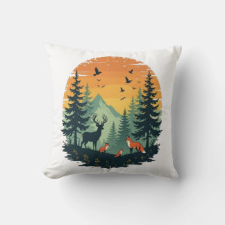 Trees Wildlife Nature Vintage Forest T-Shirt Cushion