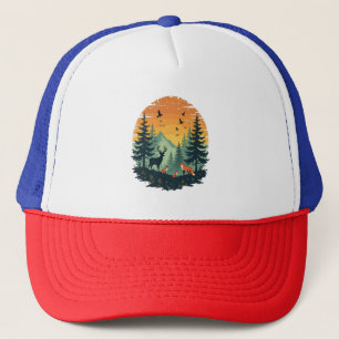 Trees Wildlife Nature Vintage Forest T-Shirt Trucker Hat