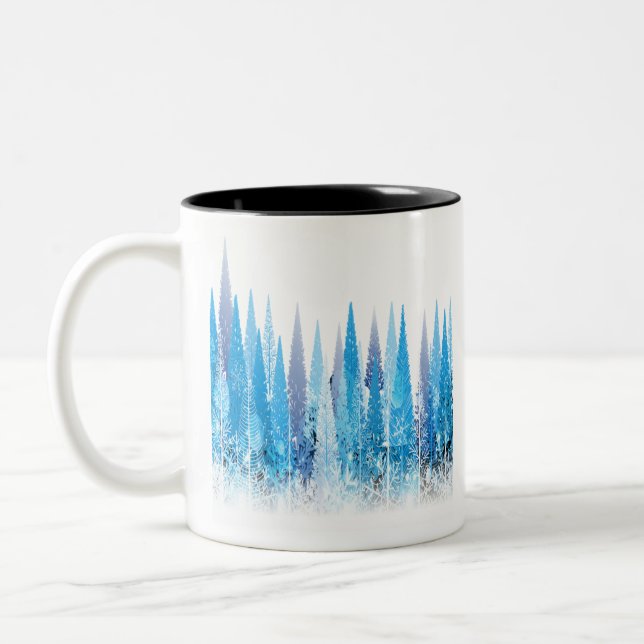 trees winter forest snow Two-Tone coffee mug (Left)