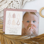 Trees Winter Onederland 1st Birthday Photo Invitation<br><div class="desc">This boho "winter onederland" girl's 1st/first birthday photo invitation features hand-painted christmas trees in pink shades. Personalise it for your needs. You can find matching products at my store.</div>