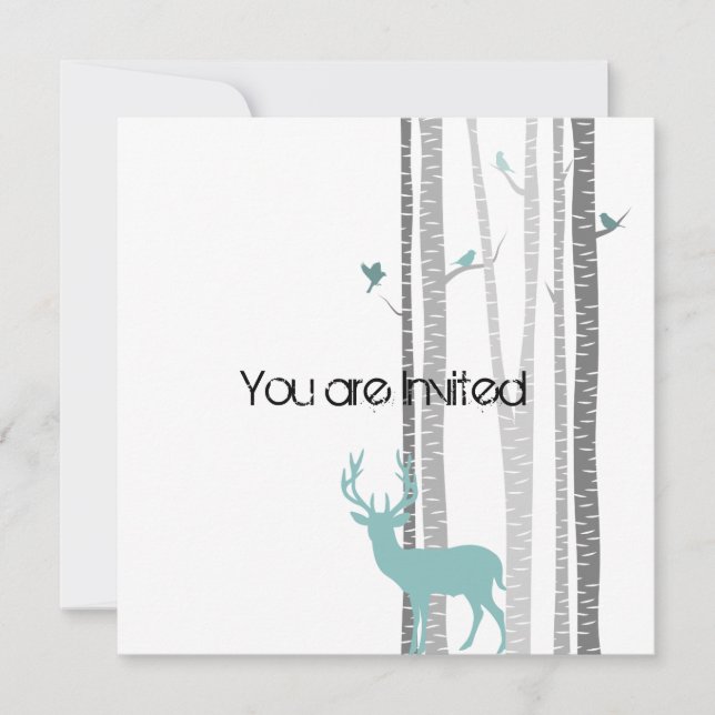 Trees with Deer Baby Shower Invitation (Front)
