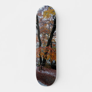 Trees, with orange leaves skateboard