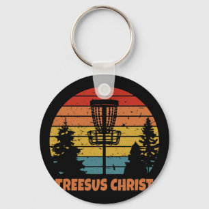 Treesus Christ Funny Disc Golf Course Frisbee Key Ring