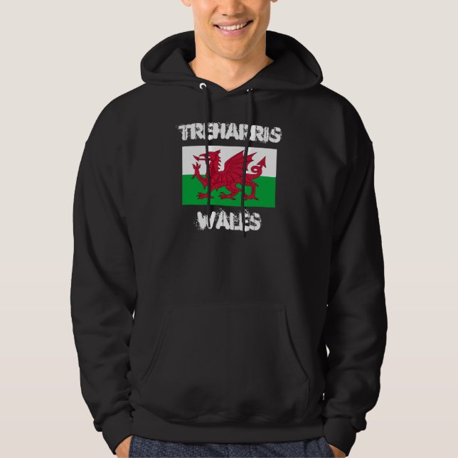 Treharris, Wales with Welsh flag Hoodie (Front)