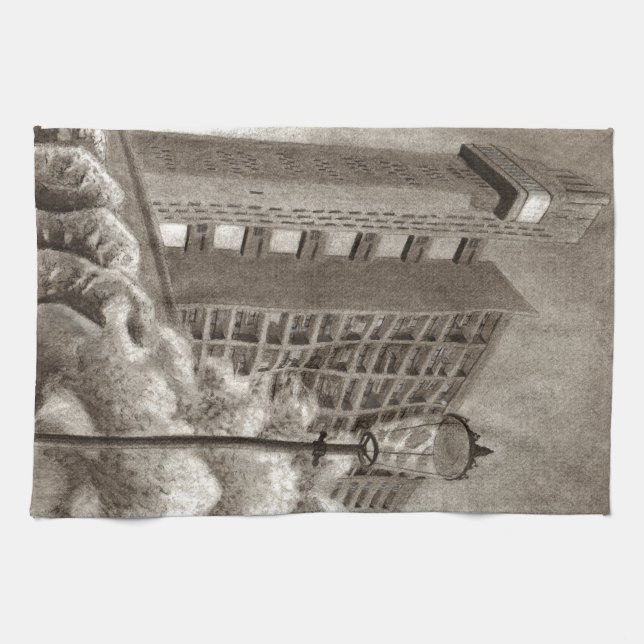 Trellick Tower original drawing Tea Towel (Horizontal)