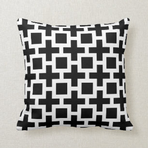 Trellis Black and White Throw Pillow