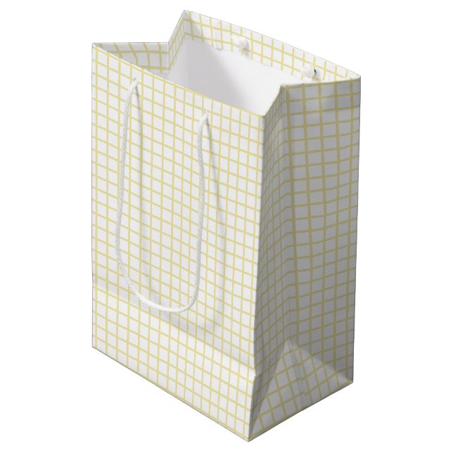 Trellis Butter Yellow - White Medium Gift Bag (Front Angled)