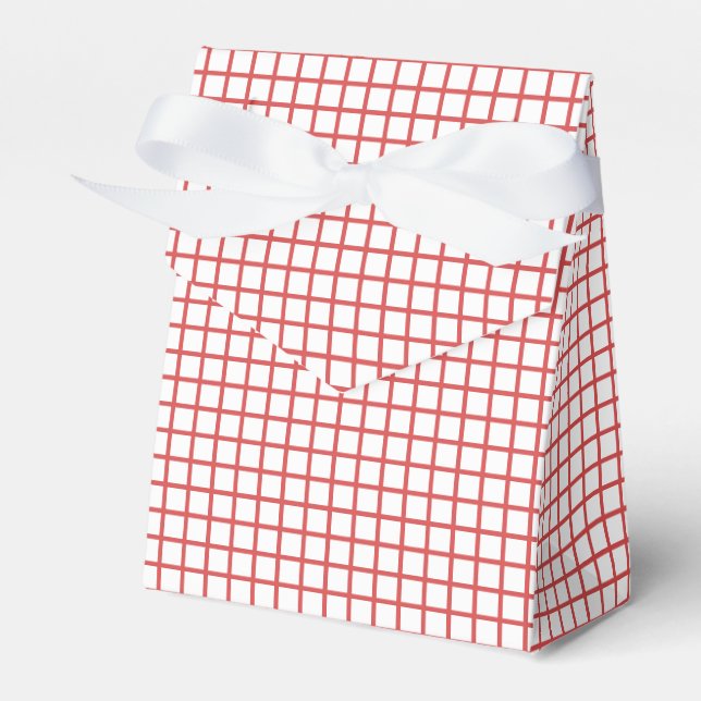 Trellis Coral Red - White Favour Box (Front Side)