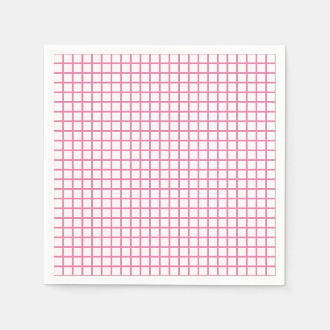 Trellis Fuchsia Pink - White Napkin (Front)
