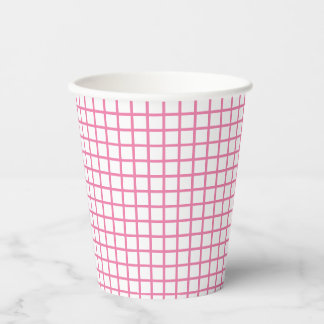 Trellis Fuchsia Pink - White Paper Cups