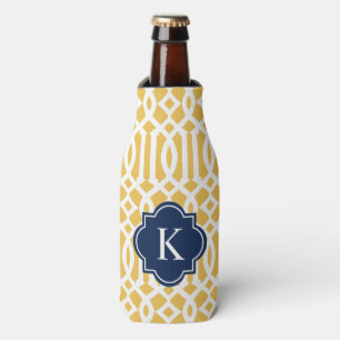 Trellis in Navy & Yellow Bottle Cooler