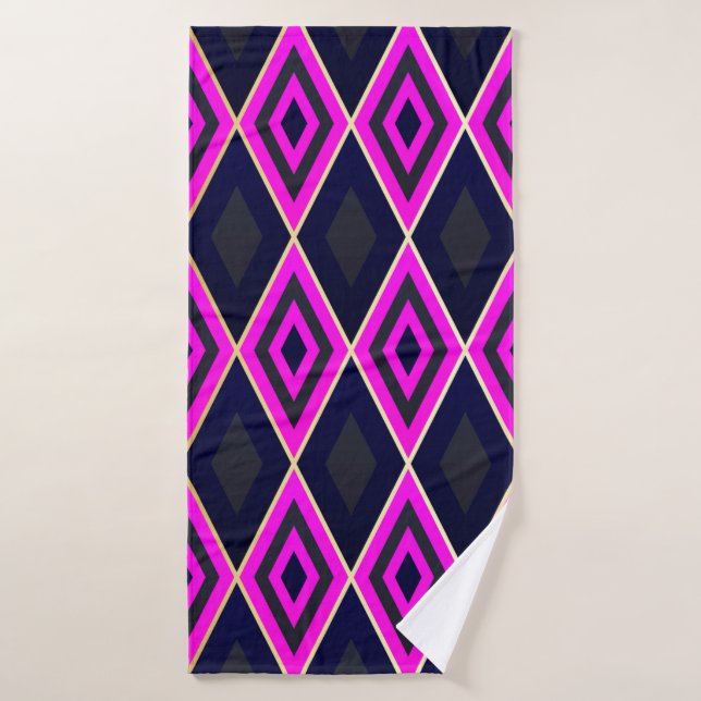 Trellis rhombus shapes geometric seamless pattern bath towel (Bath Towel)