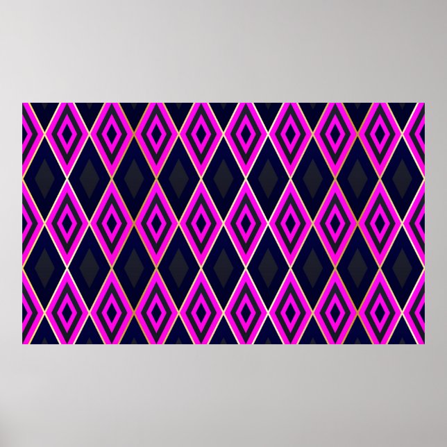 Trellis rhombus shapes geometric seamless pattern poster (Front)