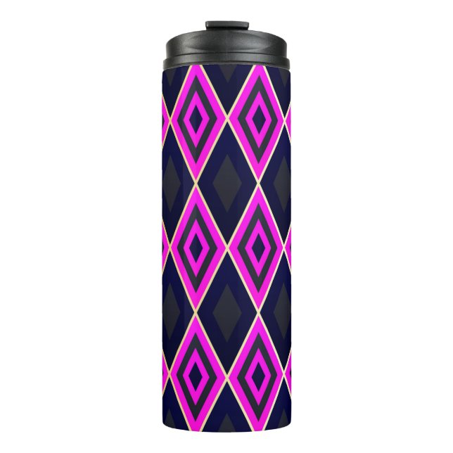 Trellis rhombus shapes geometric seamless pattern thermal tumbler (Front)