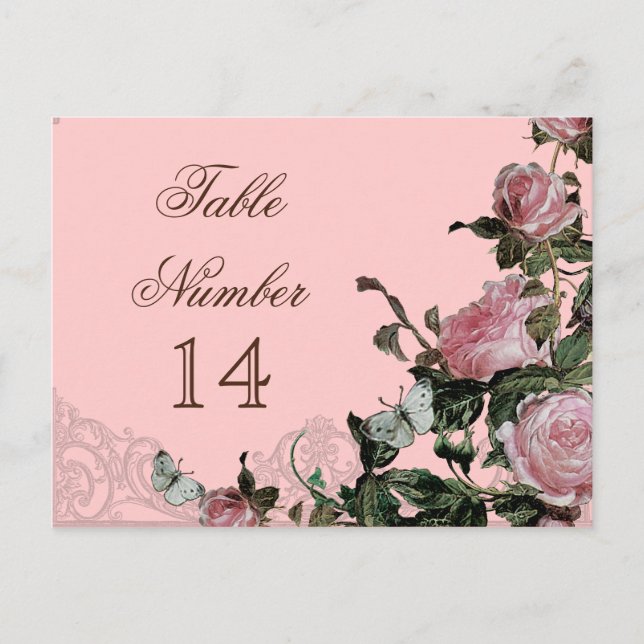 Trellis Rose Vintage - Reception Table Number Card (Front)