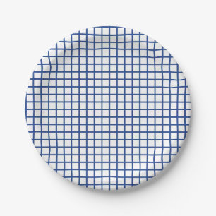 Trellis True Blue - White Paper Plate