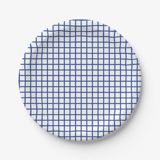Trellis True Blue - White Paper Plate (Front)