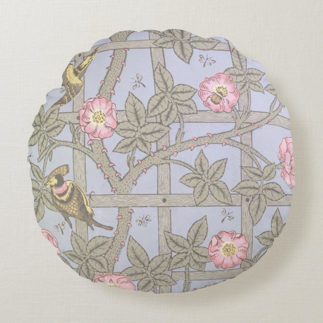 'Trellis' wallpaper design, 1864 2 Round Cushion (Front)