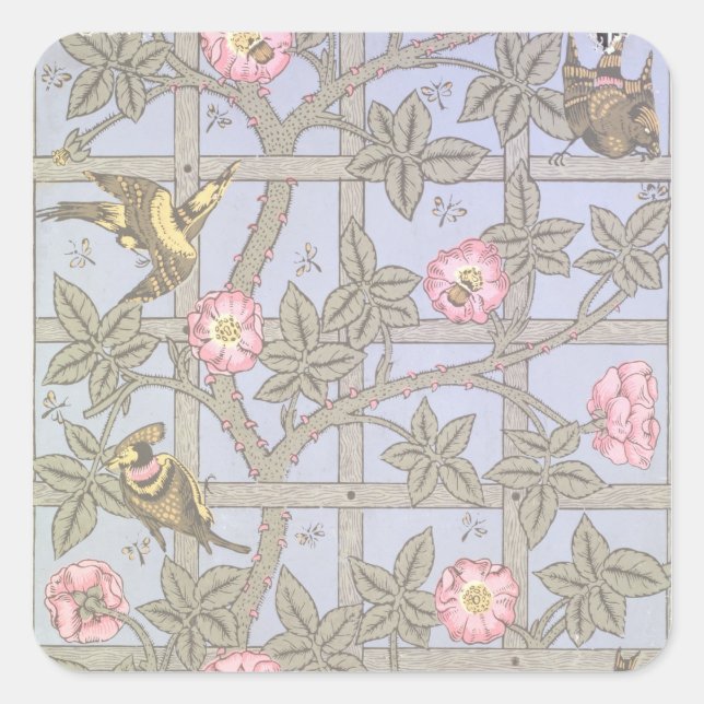 'Trellis' wallpaper design, 1864 Square Sticker (Front)