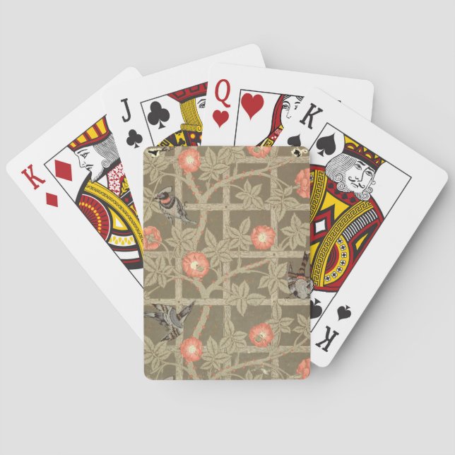 Trellis wallpaper design with a bottle green backg playing cards (Back)