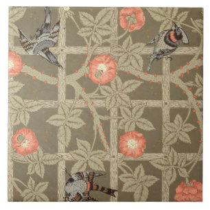 Trellis wallpaper design with a bottle green backg tile