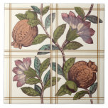 Trellis with Fruit & Flowers Repro Victorian Tile<br><div class="desc">Transferware refers to the designs that were transferred and fired onto ceramic tiles. Then colour glazes were sometimes added to the design by hand and the tile was fired again. This is one of our favourite late 19th century transferware designs featuring a trellis with pomegranate fruits and flowers.</div>