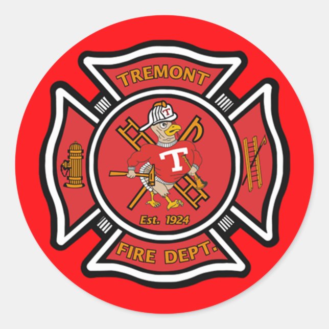 Tremont Fire Department Classic Round Sticker (Front)
