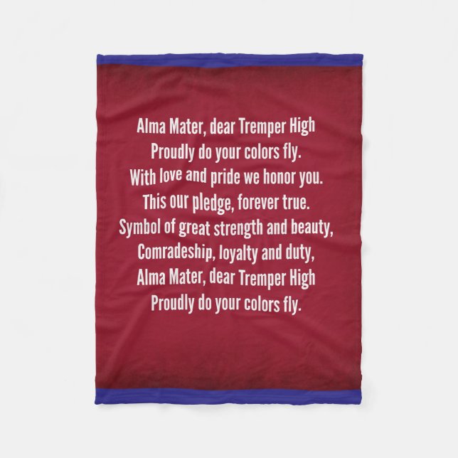 Tremper High School Alma Mater Song Fleece Blanket (Front)