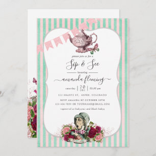 Trend Alice In Wonderland Tea Party Sip and See Invitation