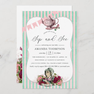 Trend Alice In Wonderland Tea Party Sip and See Invitation