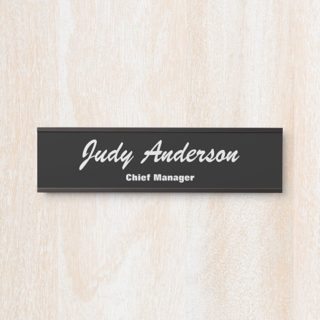 Trend Black Bold Professional Plain Modern Elegant Door Sign (Front)